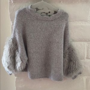Sweater with fluffy sleeves